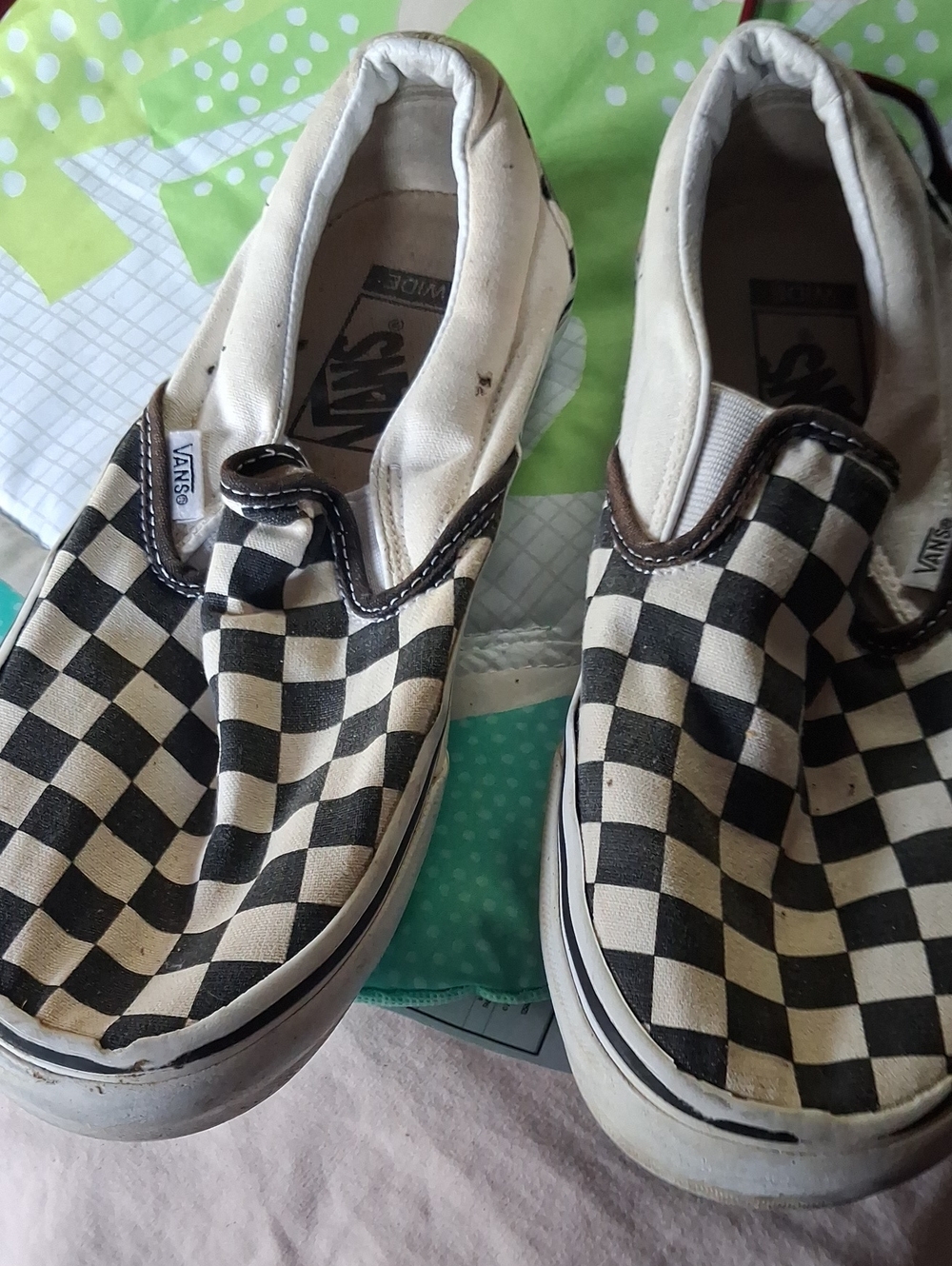 Vans Kids Checkerboard Slip-On Sneakers - Black & Cream